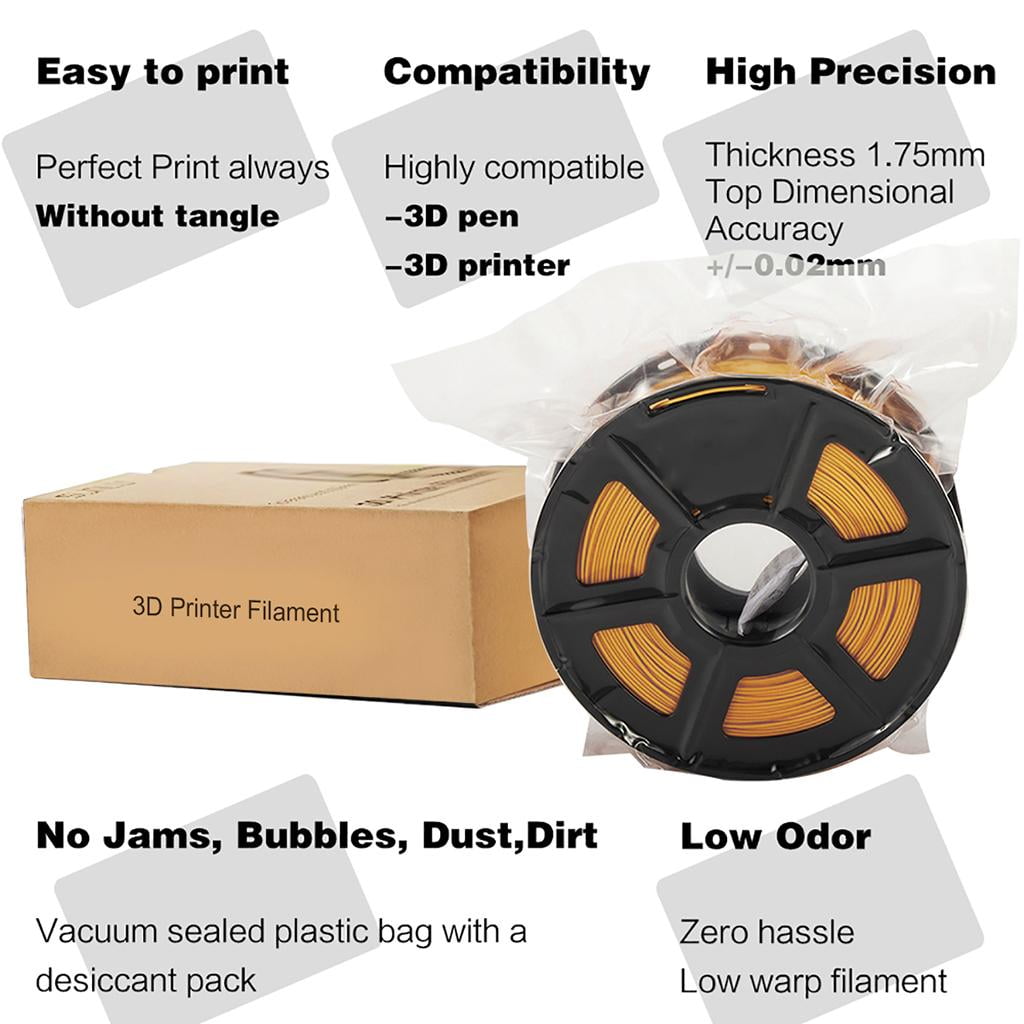 LeeQinersw Sanlu 1.75mm 3D Printing ABS Filament for 3D Printer 3D Pen Low Shrinkage Golden