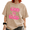 Brown-2, variant on Women's Vintage Washed Bold Text Graphic Tee Summer Casual Crewneck Shirt