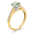thumbnail image 3 of Gem Stone King 10K Yellow Gold 8MM Cushion Cut Green Prasiolite and White Lab Grown Diamond Engagement Ring for Women (2.23 Cttw, Gemstone, Size 6), 3 of 4