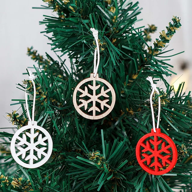 Decoraciones navideñas, adornos navideños, regalos navideños, 24 piezas de decoraciones navideñas en caja, decoraciones para árboles de Navidad, copos de nieve, adornos de madera, pequeños colgantes,
