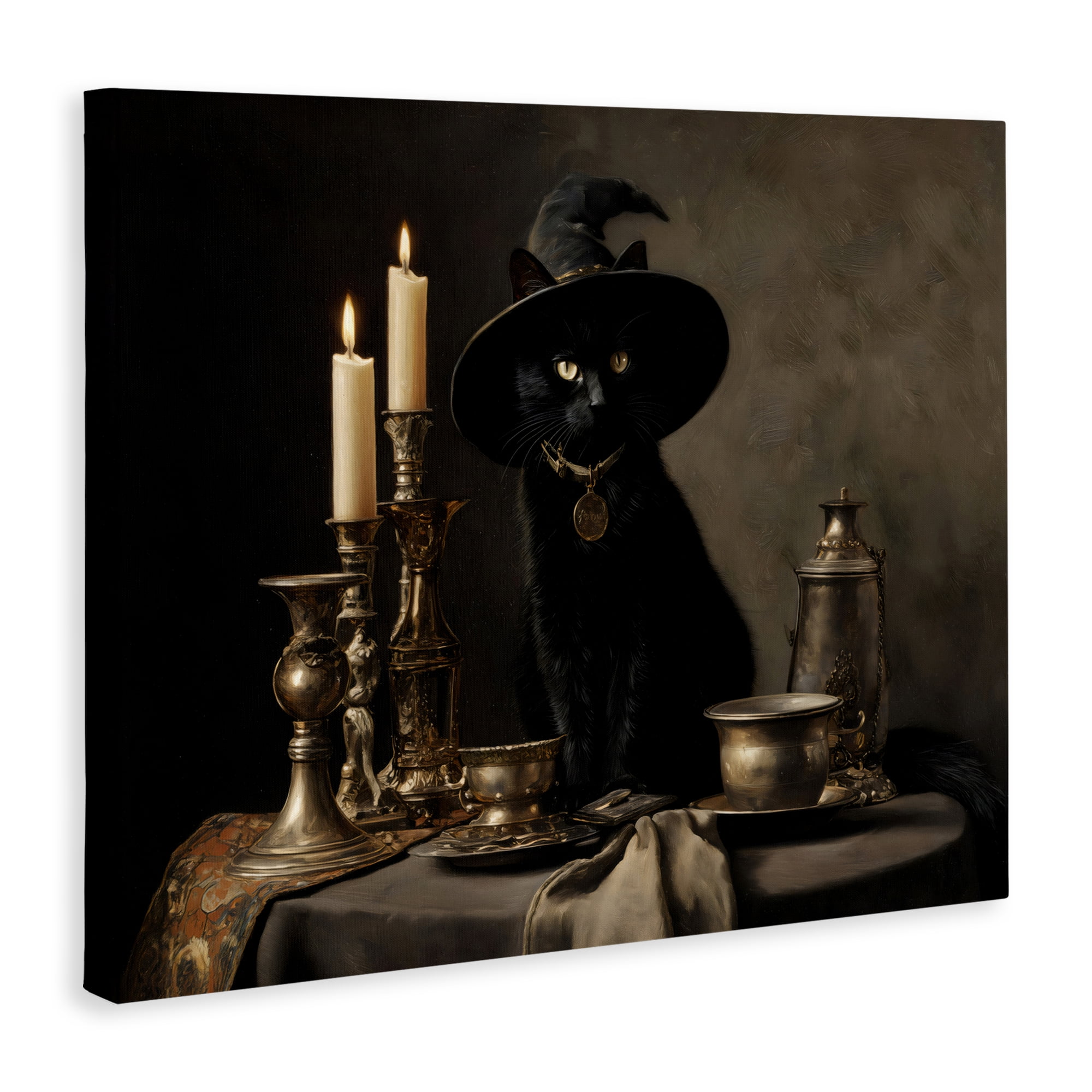 Vintage Witchy Black Cat Canvas Wall Art, design by Arlington Prints