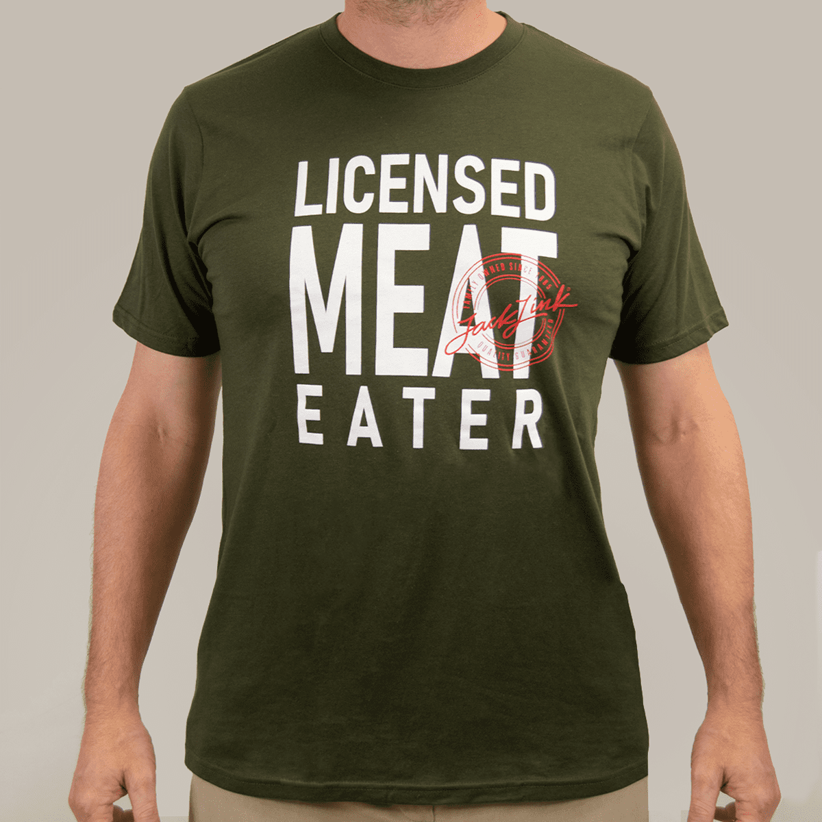 Jack Link's Men's Licensed Meat Eater Olive Short Sleeve T-Shirt- M