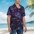 thumbnail image 6 of Uemuo Lilac Printed Regular Fit Short Sleeve Casual Hawaiian Shirt for Men,Aloha shirt,Tropical shirt,Floral print shirt,Vacation Beach shirt-XX-Large, 6 of 9