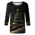 thumbnail image 4 of Christmas Shirts for Women 3/4 Sleeve Tops Graphic Print Crewneck T Shirts Casual Loose Pullover Tunic Tops Cute Xmas Party Blouse, 4 of 4