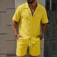 thumbnail image 2 of Mens Two Piece Sets for Women Summer Travel Vacation Outfits Casual Round Neck Solid Color Pullover Fitness Sports Sleeveless T Shirt Blouse Top Short Set, 2 of 4
