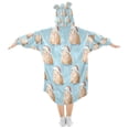 thumbnail image 2 of Wearable Blanket with Sleeves and Pocket Oversized Hooded Sweatshirt 3-14 YR Cute Capybara with Santa Hat S, 2 of 7
