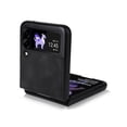 thumbnail image 6 of Compatible with Samsung Galaxy Z Flip 3 Case, Retro Shockproof PU Leather + Hard PC Shell Ultra Thin Slim Durable Protective Phone Case Cover for Samsung Galaxy Z Flip 3 5G 2021, Black, 6 of 11