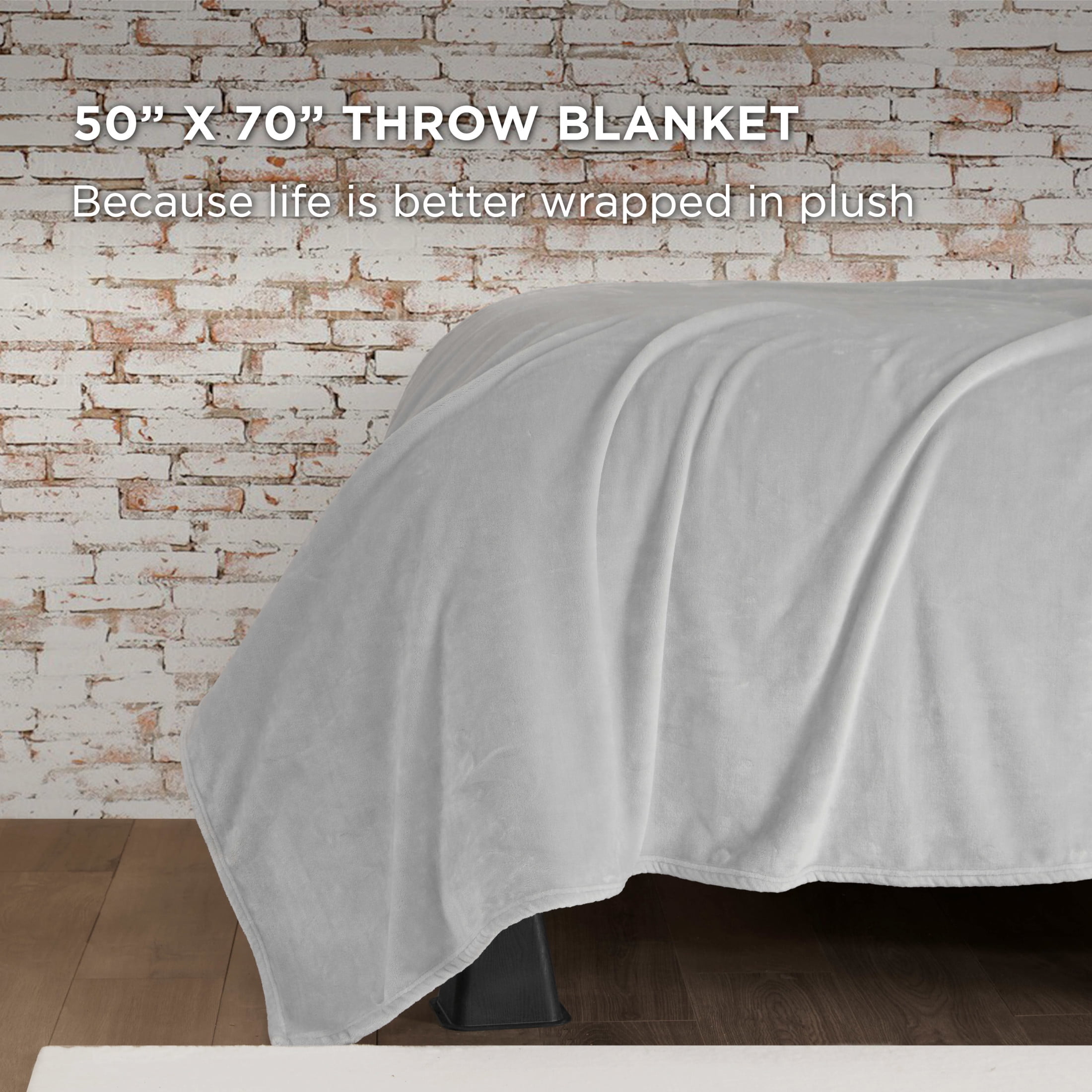 The Sheet Lab Solid Plush Microfiber Throw Blanket, Glacier Grey, 50" x 70"