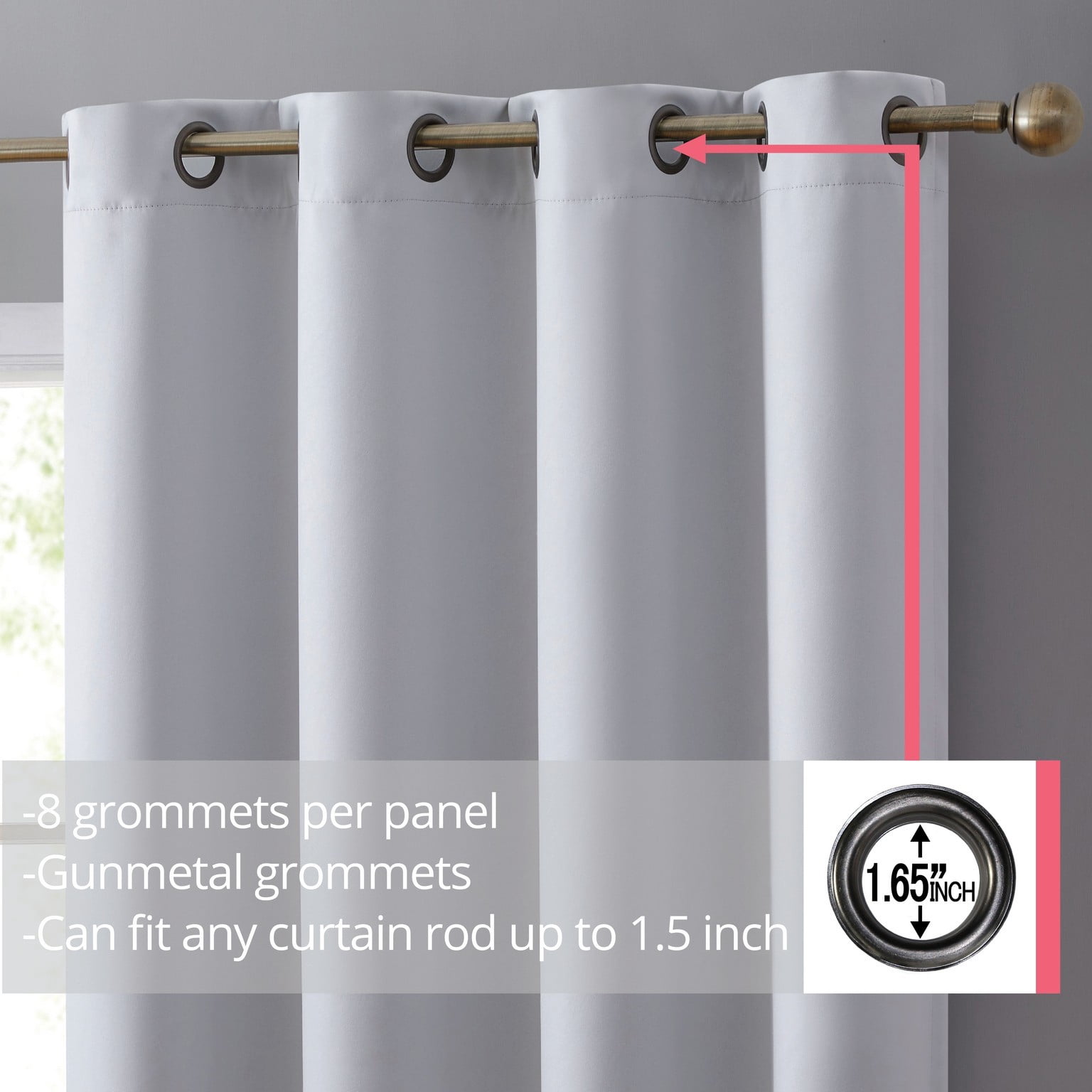 THD Lawrence 100% Blackout Thermal Grommet Window Curtain Panels for Bedroom and Living Room - Total Privacy and Energy Efficiency - Set of 2