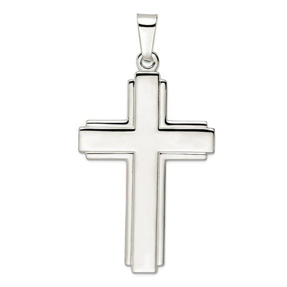 30.07mm 925 Sterling Silver Polished With Edge Lines Large Latin Religious Faith Cross Pendant Necklace Pendant for Wome