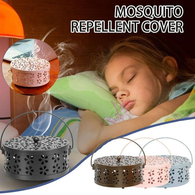 Feltree Fireproof Mosquito Incense Box with Lid, Wrought Iron Mosquito Coil Holder for Stable Burning and Ash Prevention, Multi-Functional Desktop Home Decor