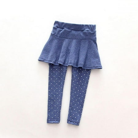 

Little Girls Pantskirt Kids Skirted Cotton Leggings Ankle Length Pants