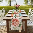 thumbnail image 4 of Pink White Flowers 120 Inch Table Runner, Spring Farmhouse Blossom Floral Farmhouse Dresser Scarf Cotton & Linen Tablerunner for Dining/Kitchen Island/Holiday Party Décor 13" x 120", 4 of 9