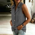 thumbnail image 3 of WAGUTH Women's Cotton Linen Button Down Shirts Sleeveless Notched Lapel Collar Casual Tank Top Blouses for Work Office, 3 of 8