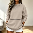 thumbnail image 4 of VBVC Women's Mock Neck Stretchy Sweatshirt , Fall Winter Pullover For Women , Ladies' Long Sleeve Hoodie with Zip Pocket , S-2XL, 4 of 8