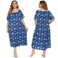thumbnail image 3 of Womens Plus Size Nightgowns Floral Short Sleeve Pajamas Sleepdress, Comfy Nightshirt Lace Collar Loungewear Sleepwear, Casual Pj Sleepshirt Nightdress for Women,XL-4XL, 3 of 7
