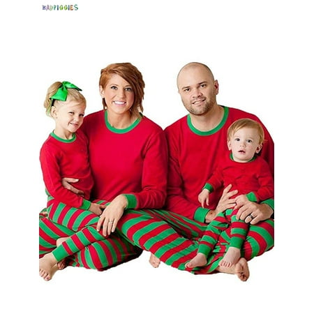 BadPiggies Matching Family Christmas Pajamas Set Striped Sleepwear Long Sleeve Loungewear Holiday Xmas PJs For Dad Mom Kids
