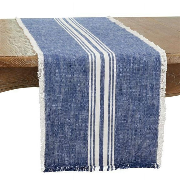 Saro Lifestyle Striped Fringe Table Runner