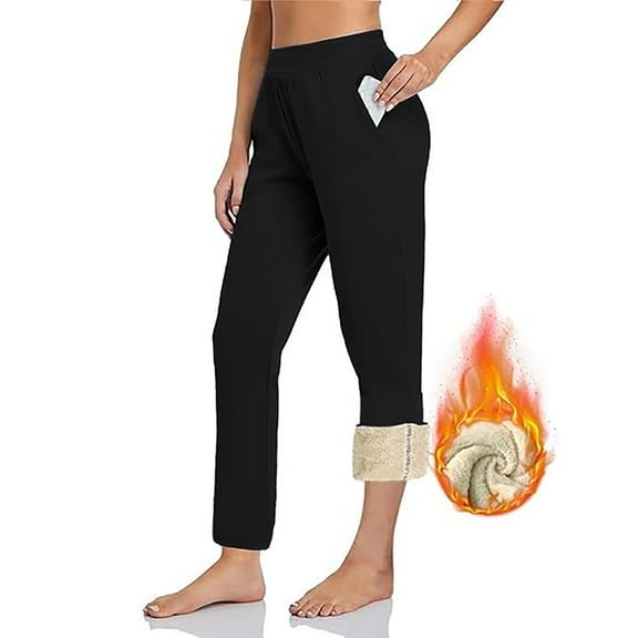 Brilliant Women's Pants Clearance Mid Rise Womens Lined Sweatpants Winter Warm athletic Jogger Fleece Pants