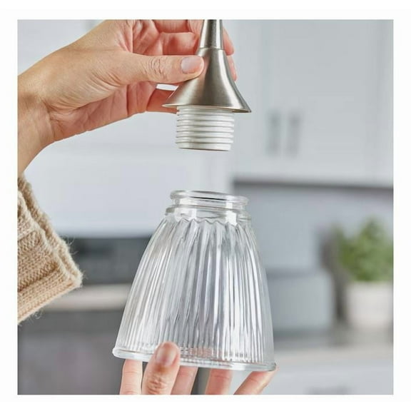 Style Selections 4.76-in x 4.37-in Bell Clear Ribbed Glass Vanity Light Shade with 2-1/4-in Lip fitter