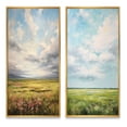thumbnail image 2 of Designart "pasture Bold Horizon II" Meadow Framed Wall Art Set Of 2 - Green Landscapes Frame Gallery Set For Office Decor, 2 of 6