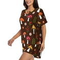 thumbnail image 2 of Fotbe Woodland Mushroom Print Pajama Set for Women 2 Piece Loungewear Short Sleeve Tops and Shorts Set Soft Sleepwear-Large, 2 of 7