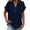Navy, variant on hlysgo Women's Cotton Blend Tops Notched V Neck Blouse Double Layer Frayed Raw Edge Sleeve Boho Beach Vacation Shirts Red,2xL
