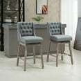 thumbnail image 6 of Barara King Bar Height Bar Stools Set of 2, 180 Degree Swivel Barstools, 30" Seat Height Bar Chairs, Gray, 6 of 11