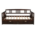 thumbnail image 3 of Twin Size Pinewood Daybed Sofa Bed with Two Pull Out Storage Drawers,Space-Saving Daybed with Guardrails 10 Wooden Slats Support for Living Room Bedroom Kids Adults,No Box Spring Needed,Espresso, 3 of 7