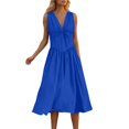 thumbnail image 2 of Vestido de Espalda Abierta para las Mujeres Cuello Sling Detalle de Encaje, Sólido Y Cuadrado Impresión Vestido sin Mangas Casual, 2 of 8