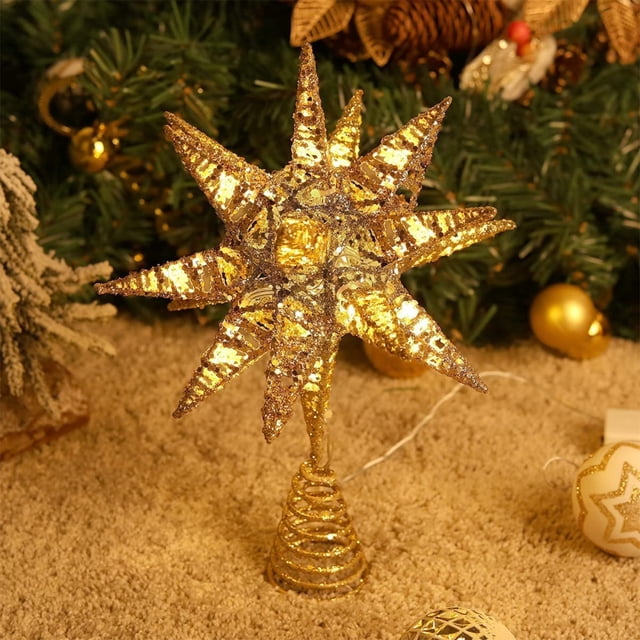 Christmas Star Tree Topper Estrella Geométrica 3D Luces LED Decorativas Funciona Con Pilas Hermosa Iluminación De Estrellas Con Base Elástica Para Vacaciones De Navidad ANGGREK Otros