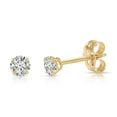 thumbnail image 4 of Tilo Jewelry 14K Yellow Gold Solitaire Round CZ Stud Post Earrings with Secure Screw-backs | 3mm | Classic Everyday Earrings | Women, Men, Unisex, 4 of 12