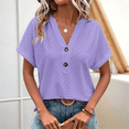 thumbnail image 4 of Tops Henley de Corta con Cuello en V para Mujer, Morados, Talla M, 4 of 6