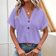 thumbnail image 4 of Tops Henley de Corta con Cuello en V para Mujer, Morados, Talla M, 4 of 6