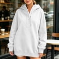 thumbnail image 3 of SYwaren Casual Hoodie for Women Half Button Oversized Pullover Long Sleeve Fall Sweatshirt Solid Color Tops, 3 of 9