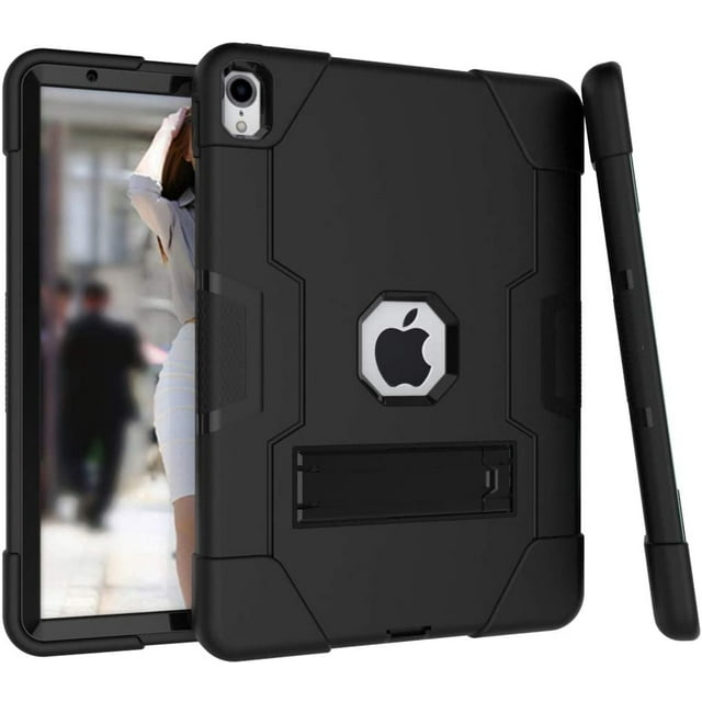 Mignova pour iPad Pro 11 Pouces 2018 Étui, Hybride Trois Couches Protection Complète Antichoc Armure Robuste avec Support pour iPad Pro 11 Pouces 2018 (Noir/noir)
