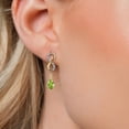 thumbnail image 3 of Gem Stone King 925 Silver and 10K Yellow Gold Green Peridot and White Lab Grown Diamond Dangle Earrings for Women | 1.85 Cttw | Gemstone August Birthstone | Pear Shape 8X5MM, 3 of 6