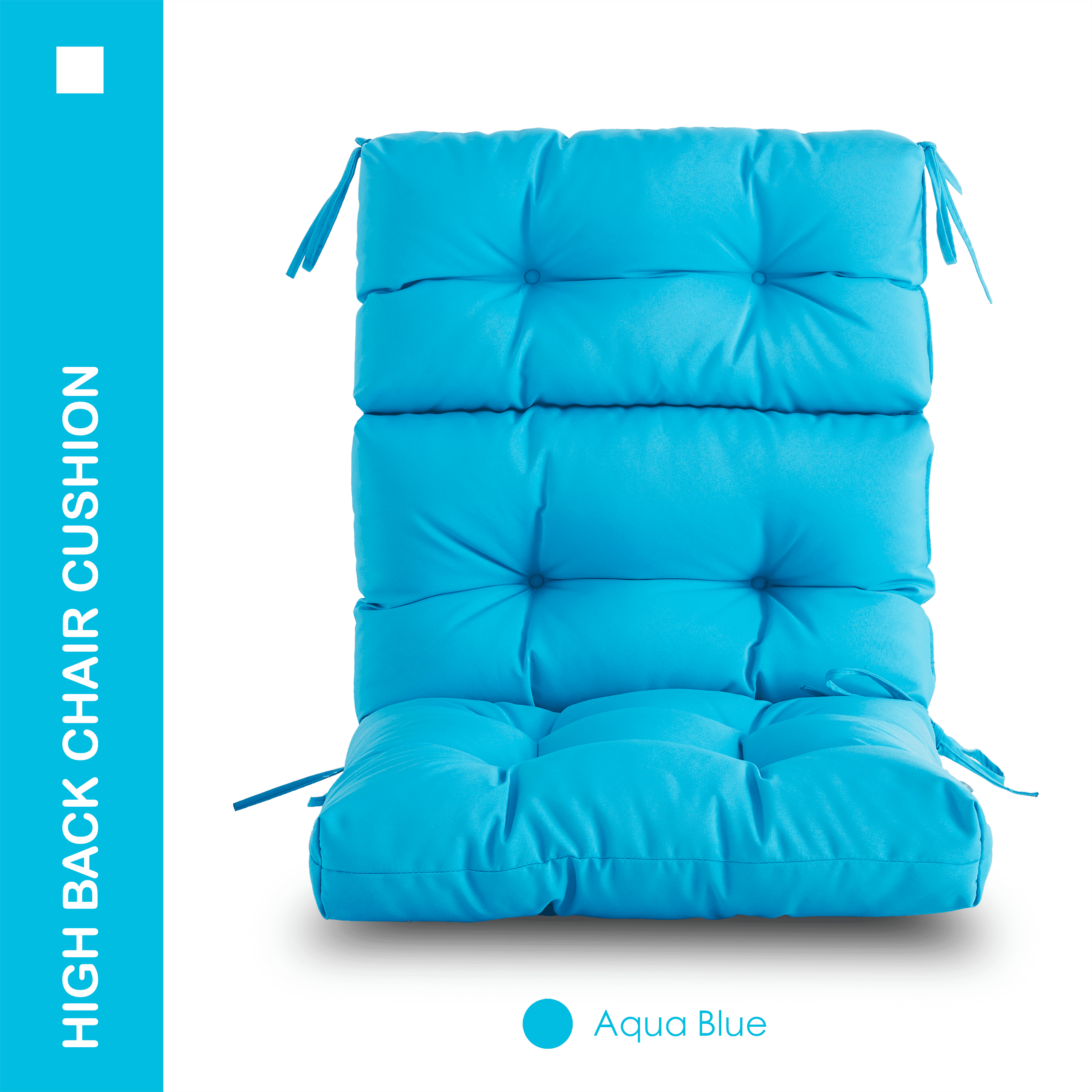 YOOZEKU Outdoor High Back Adirondack Rocking Chair Cushions set of 2,Waterproof Tufted Patio Seat Cushions for Outdoor Furniture with Ties,45x22 Inch, Aqua Blue