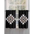 thumbnail image 3 of Tier Curtains 45 Inches Long, Black White Beige Boho Window Treatment Curtain Drapes, Western Geometric Aesthetic Small Curtain Drapes for Bathroom Laundry Room, 27.5"x45", 2 Panels, 3 of 7