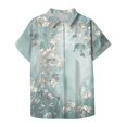 thumbnail image 4 of KBZDBZC Dressy Blouses for Women Shirts for Women Cotton Womens Short Sleeve Shirts V Neck Collared Button Down Blouse Tops Camp Shirt S 6Xl Woman Blouse T Shirt for Women (Light Blue,XXXL), 4 of 6