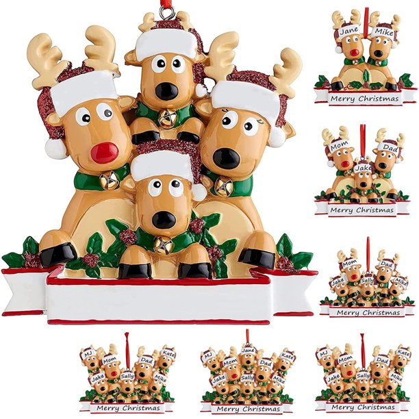 Adorno colgante para árbol de Navidad, familia feliz, bricolaje, ciervos, grupos familiares, renos, decoración navideña de Año Nuevo