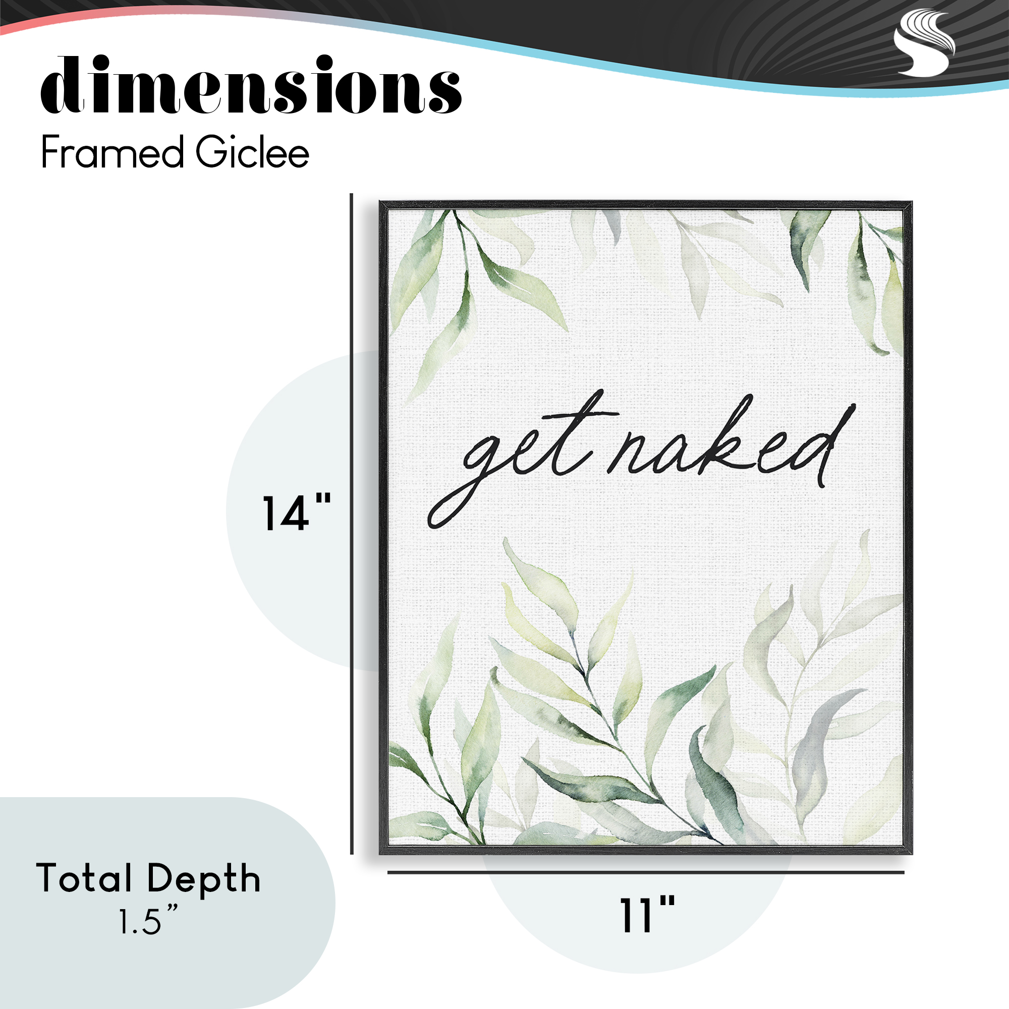 Get Naked Bathroom Herbs Black Framed Giclee Art, design by Lettered and Lined