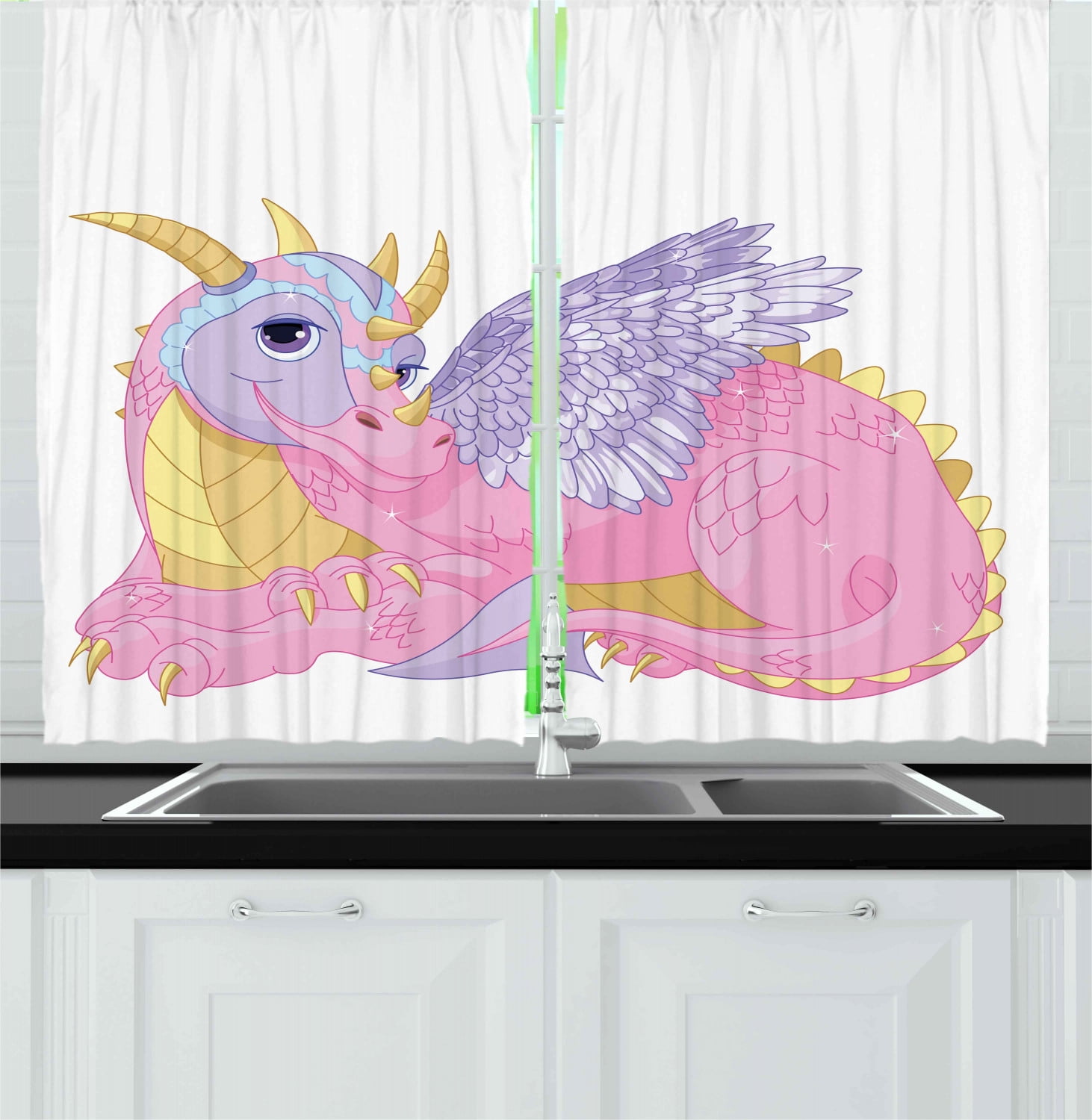 3D Fairy Tale Dragon Fire Blockout Print Home Decor Fabric Window Curtain Drapes 