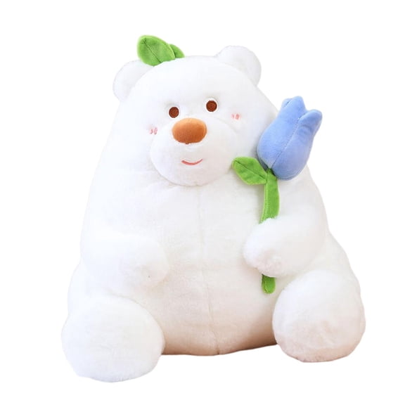 LeeQinersw Bear Plush Soft Stuffed Toy with Rose Plush Bear Plush Toy for Mother's Day Kids white 35cm