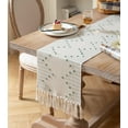 thumbnail image 2 of KKFEN-Boho Table Runner 13 x 60 Inch Long Natural Cotton Woven Runner with Tassels for Home Dining Table décor, for Modern Farmhouse Decor Coffee Table Runner, Green and Beige, 2 of 4