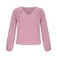 thumbnail image 4 of LYXSSBYX Women Long Sleeve Dress Hot Sale Clearance Women Loose Casual Long Sleeve Solid V-neck Casual Blouse T-shirt Tops, 4 of 8