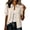 Beige, variant on Gsakboxl Shirts For Women Ruffle Neck Cotton Linen Blouse Color Puff Short Sleeve Elegant Basic Top Loose Summer Casual Shirt Beige L