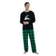thumbnail image 5 of Apparonia Pijamas de Algodón a Juego para Parejas, Top de Manga Larga y Pantalones Largos, Conjuntos de Pijamas, Cuadros Verdes Navideños M, 5 of 7