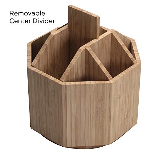 bamboo rotating utensil holder & kitchen organizer, multiple