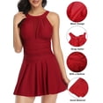 thumbnail image 4 of Hanerdun Women One Piece Swimdress Female Halter Swimwears Beachwear Red L, 4 of 6